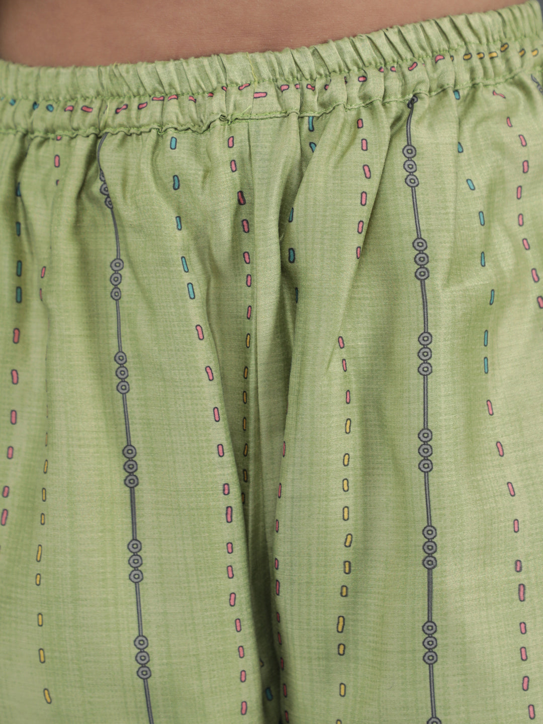 Green Floral Print Kurta With Pant - Elganza