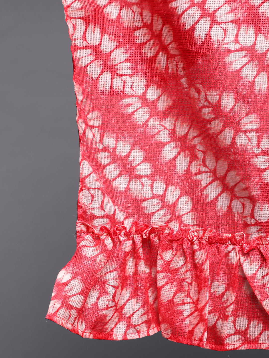 Red Digital Print Lehenga Choli With Ruffle Dupatta - Elganza