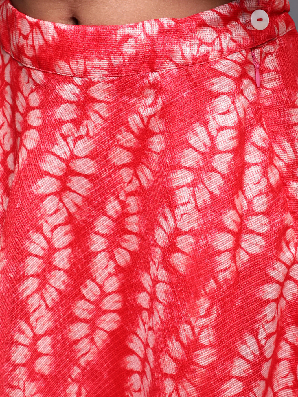 Red Digital Print Lehenga Choli With Ruffle Dupatta - Elganza