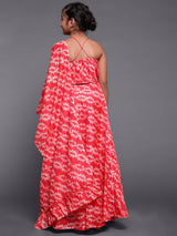 Red Digital Print Lehenga Choli With Ruffle Dupatta - Elganza