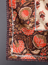 Brown & Cream Floral Print Lehenga Choli With Dupatta - Elganza