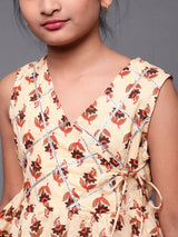 Brown & Cream Floral Print Lehenga Choli With Dupatta - Elganza