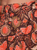 Brown & Cream Floral Print Lehenga Choli With Dupatta - Elganza