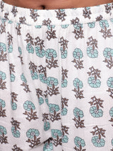 Pastel Green Floral Print Kurta With Sharara - Elganza