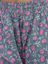 Mustard & Grey Floral Print Kurta With Balloon Palazzo - Elganza