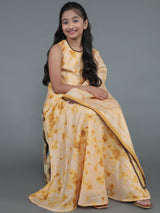 Cream Tie & Dye Print Dress With Dupatta - Elganza