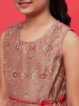 Brown Printed Flared Dress