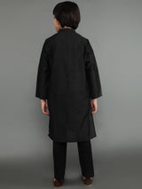 Black Self Designed Kurta - Elganza