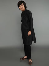 Black Self Designed Kurta - Elganza