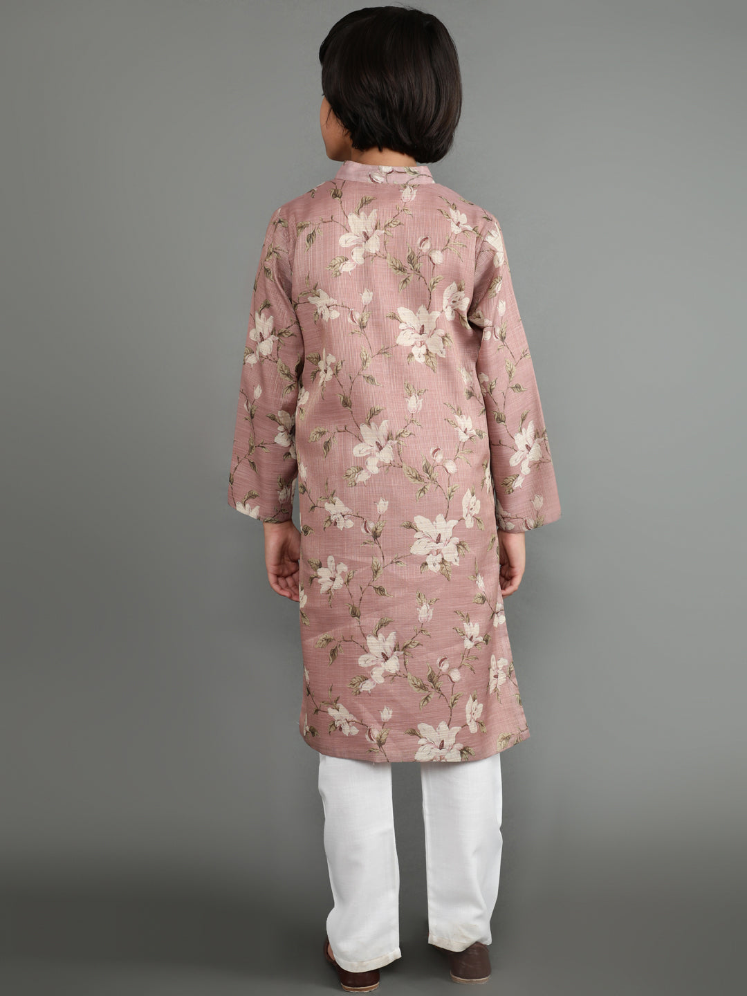 Mauve Floral Print Sherwani Kurta - Elganza