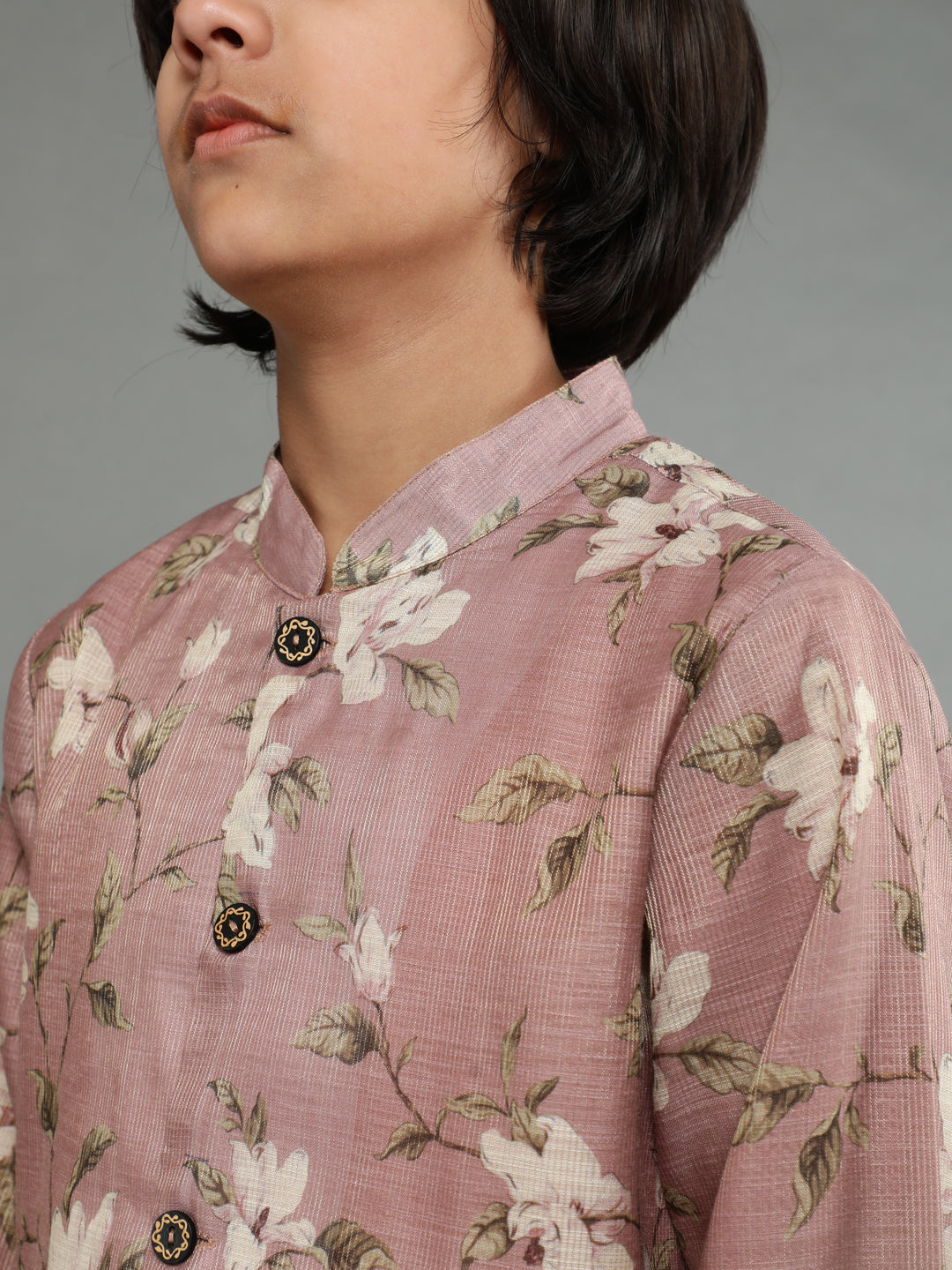 Mauve Floral Print Sherwani Kurta - Elganza