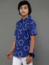 Blue Bandhani Print Shirt - Elganza