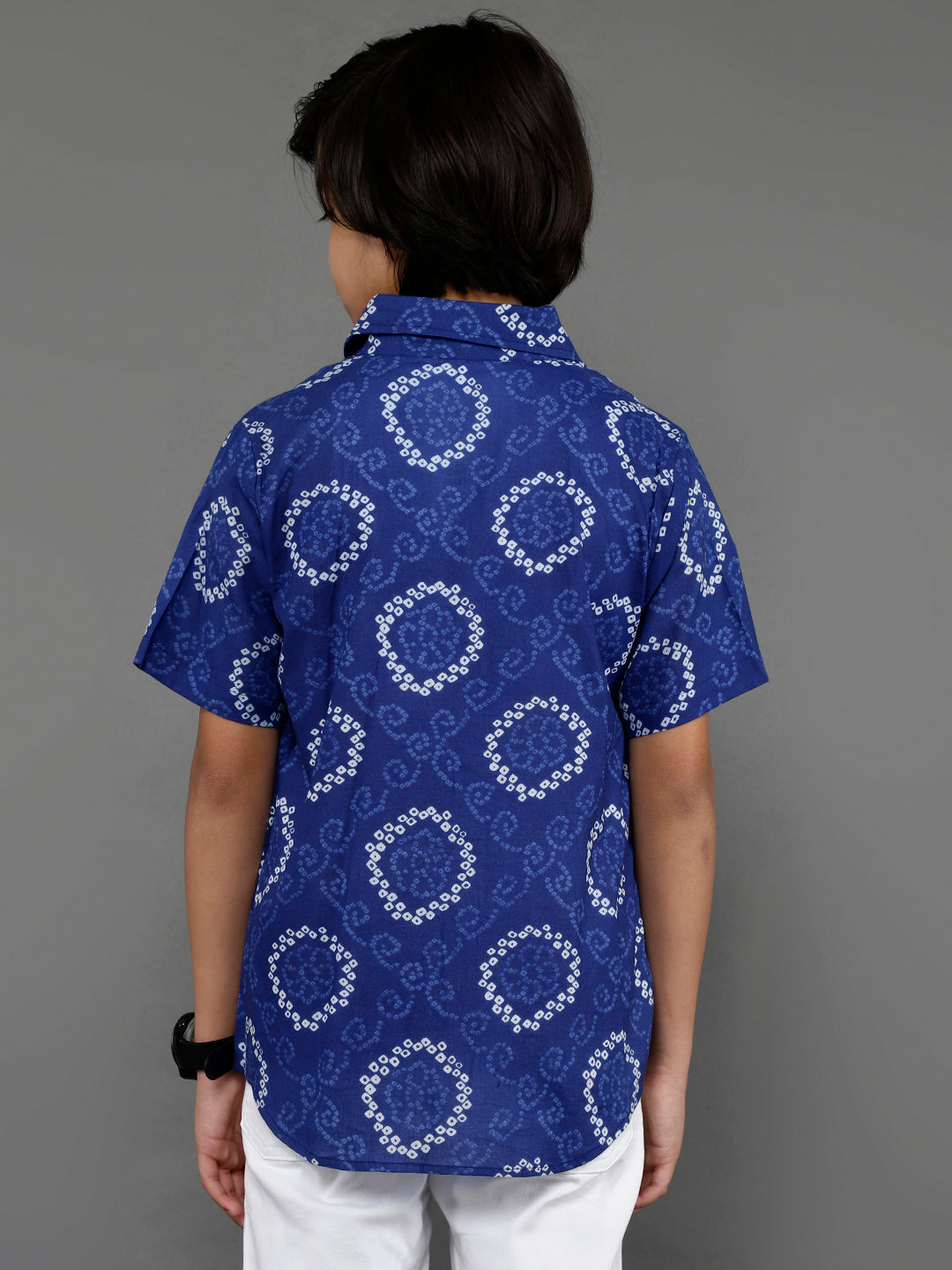 Blue Bandhani Print Shirt - Elganza