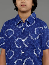 Blue Bandhani Print Shirt - Elganza