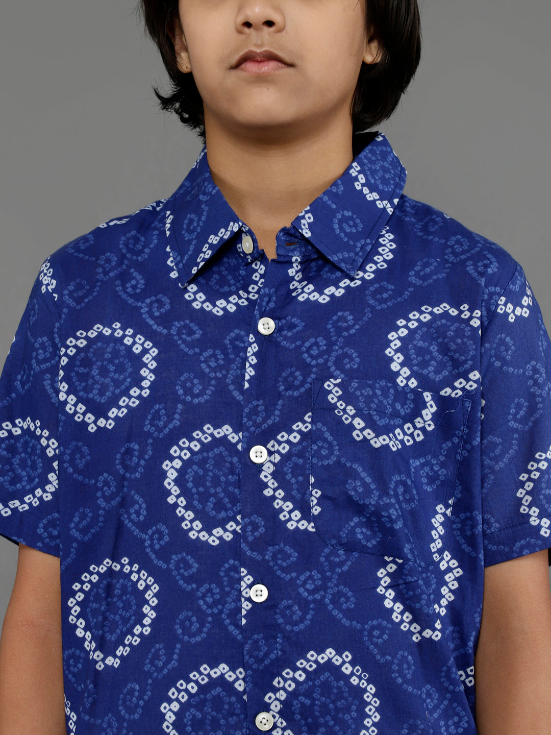Blue Bandhani Print Shirt - Elganza