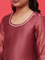 Brown Embroidered Kurta With Balloon Pant - Elganza