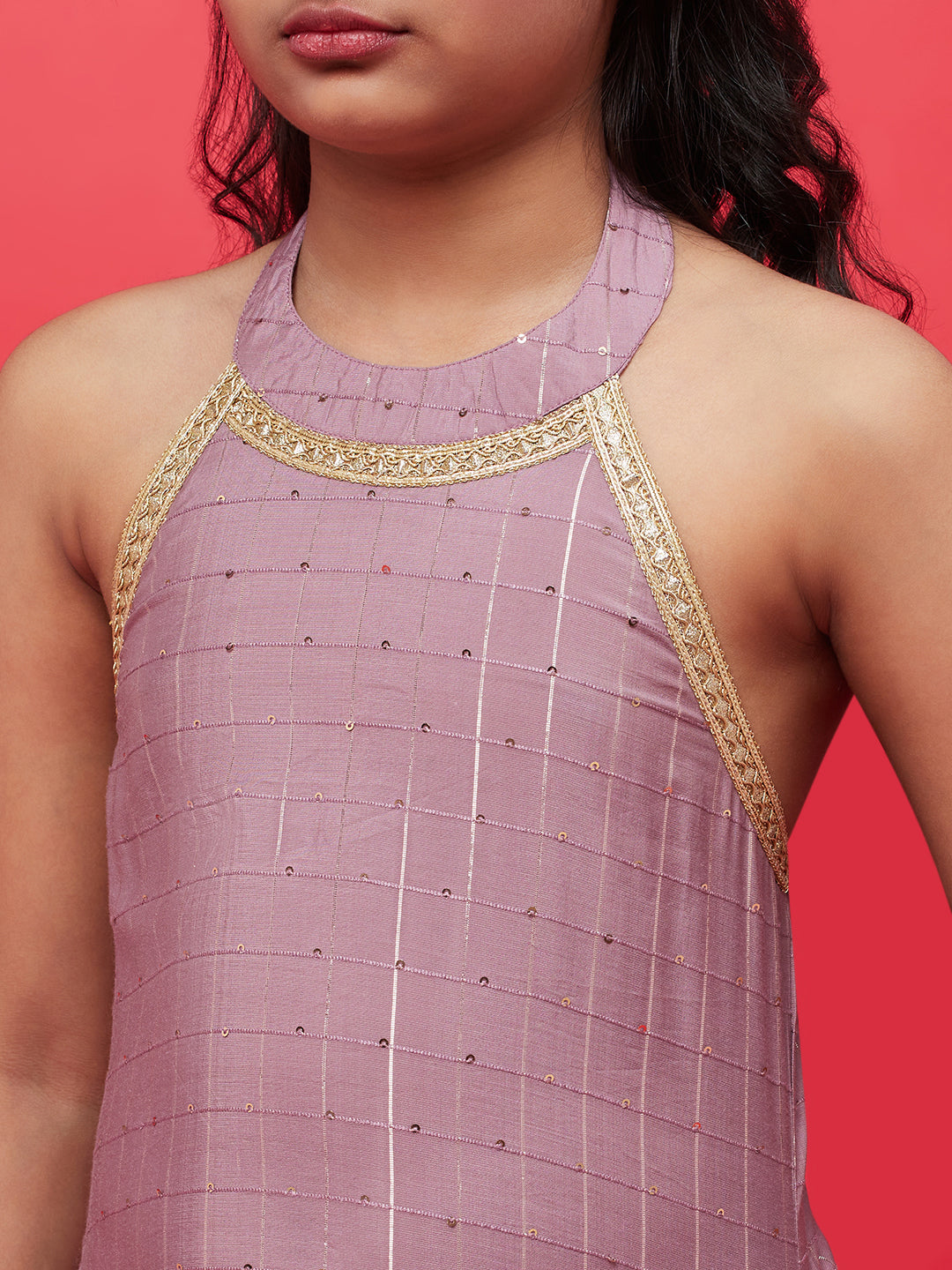 Brown Sequin Kurta Sharara With Dupatta - Elganza