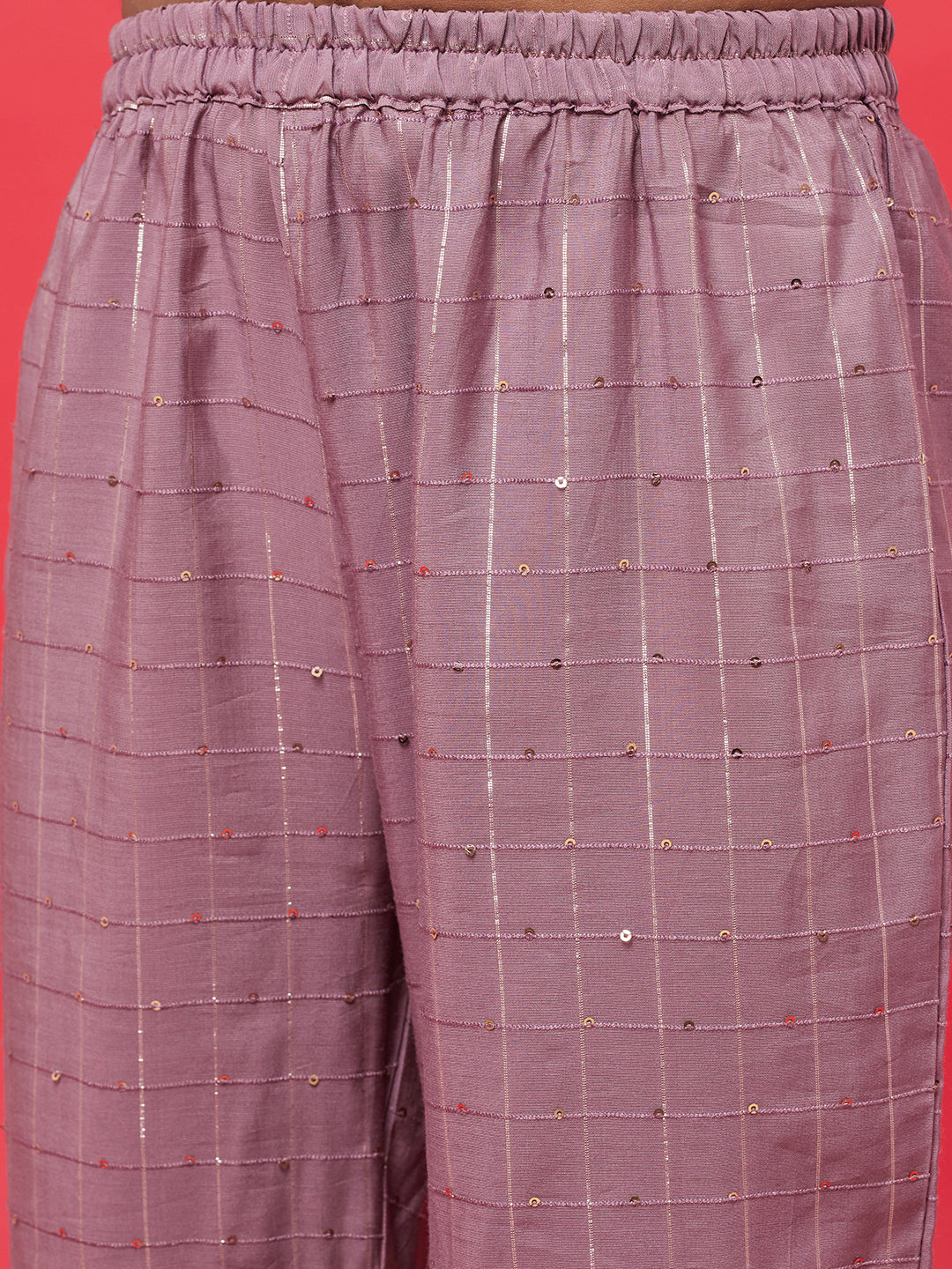 Brown Sequin Kurta Sharara With Dupatta - Elganza