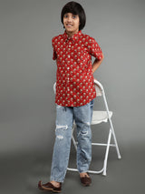 Brown Floral Print Shirt - Elganza