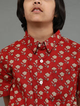 Brown Floral Print Shirt - Elganza