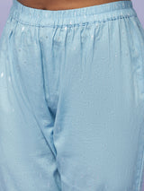 Blue Zari Work Anarkali With Pant - Elganza