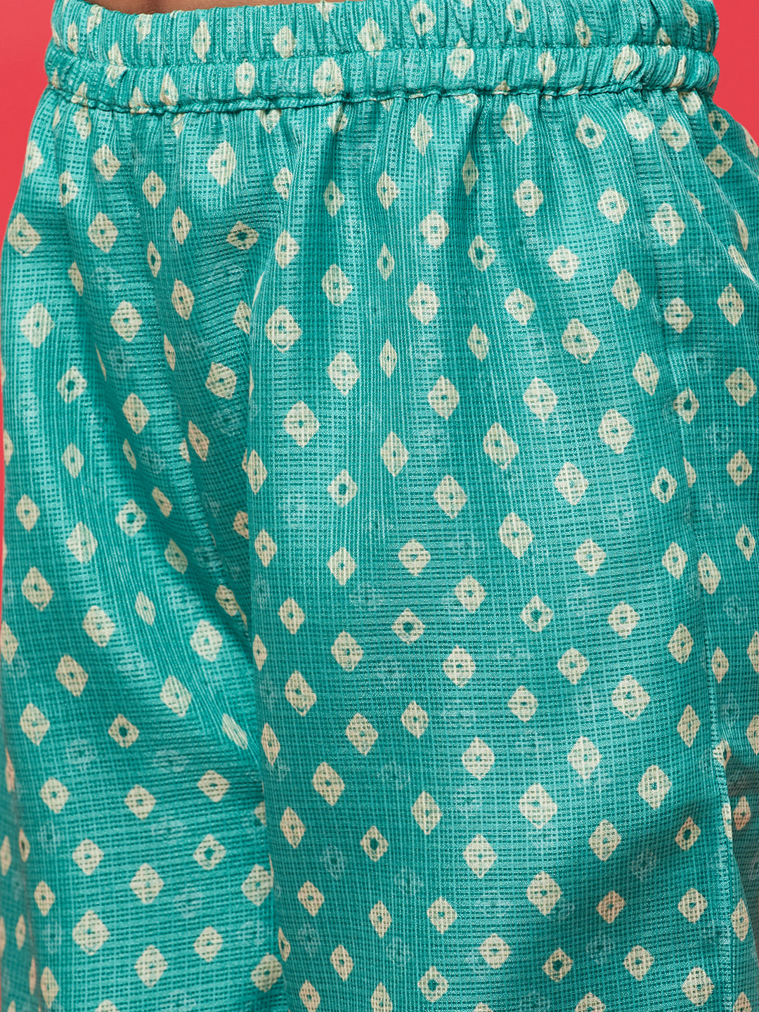 Green Bandhani Print Kurti Palazzo With Dupatta - Elganza