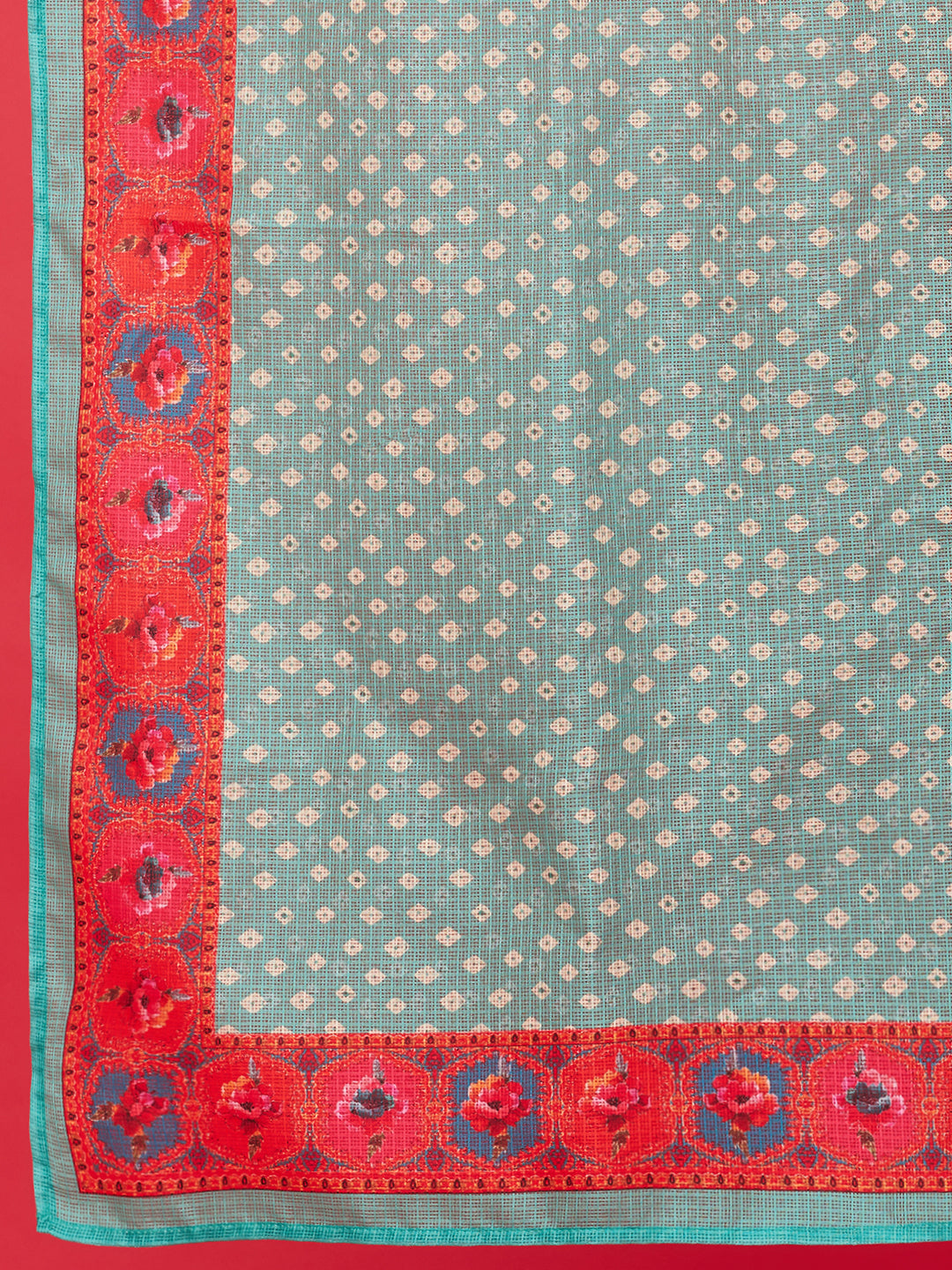Green Bandhani Print Kurti Palazzo With Dupatta - Elganza