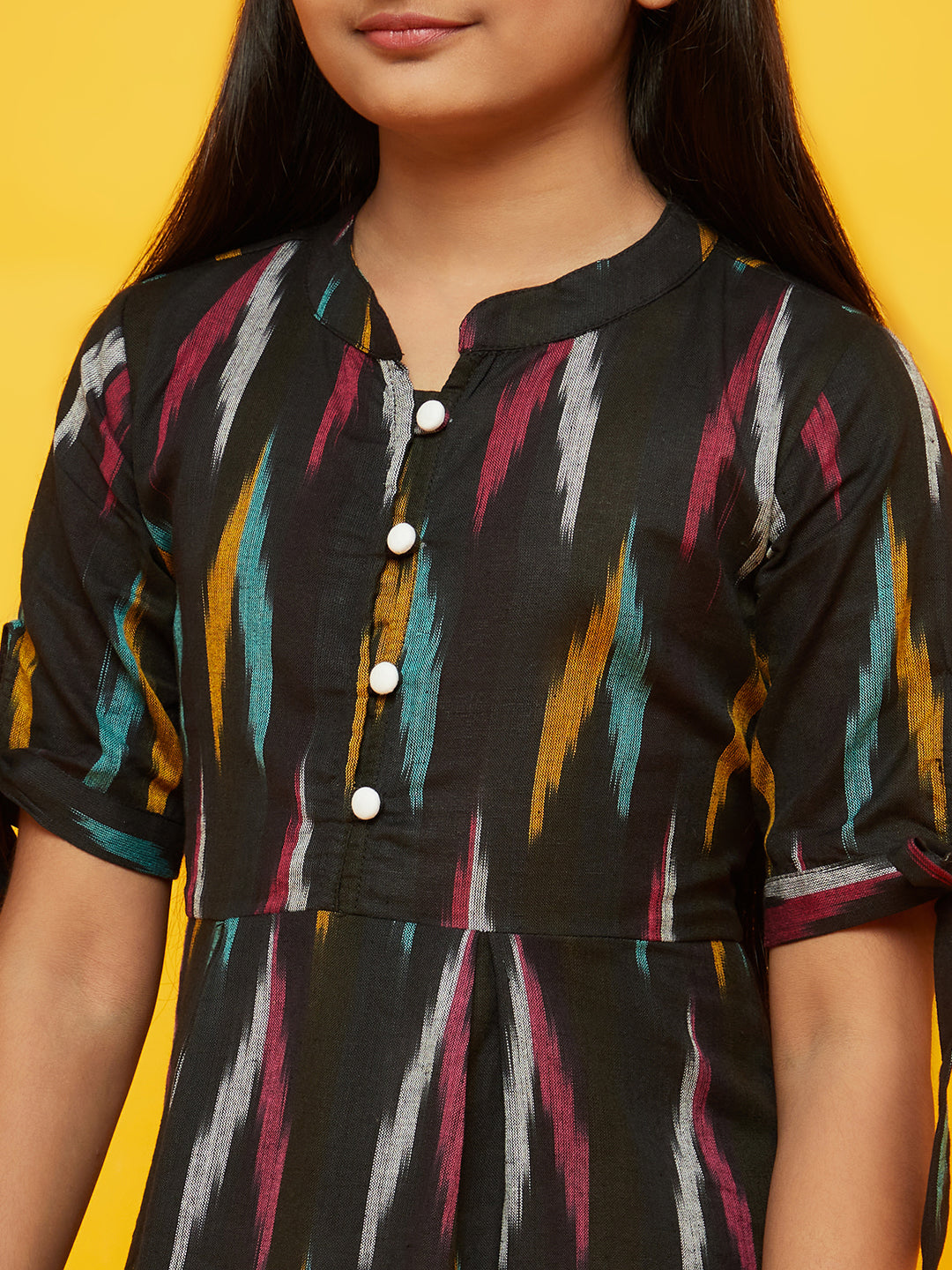 Black Ikat A-Line Midi Dress - Elganza