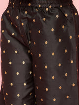 Black Zari Work Striped Kurta With Palazzo - Elganza