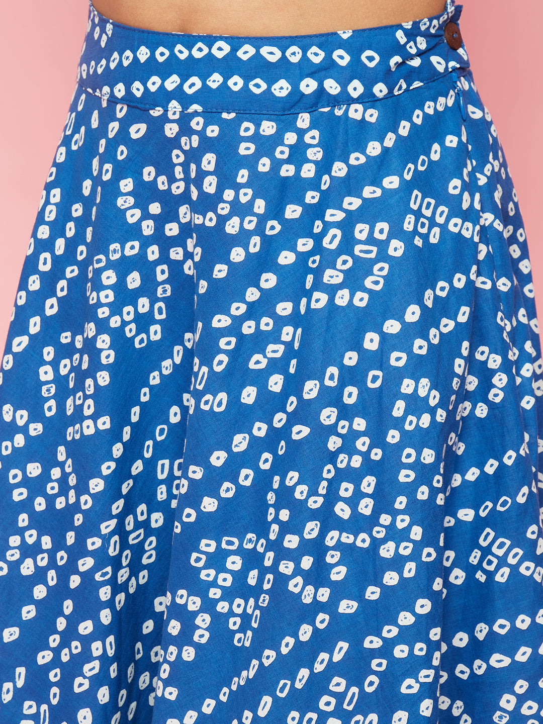 Blue Bandhani Print Lehenga Choli With Dupatta - Elganza