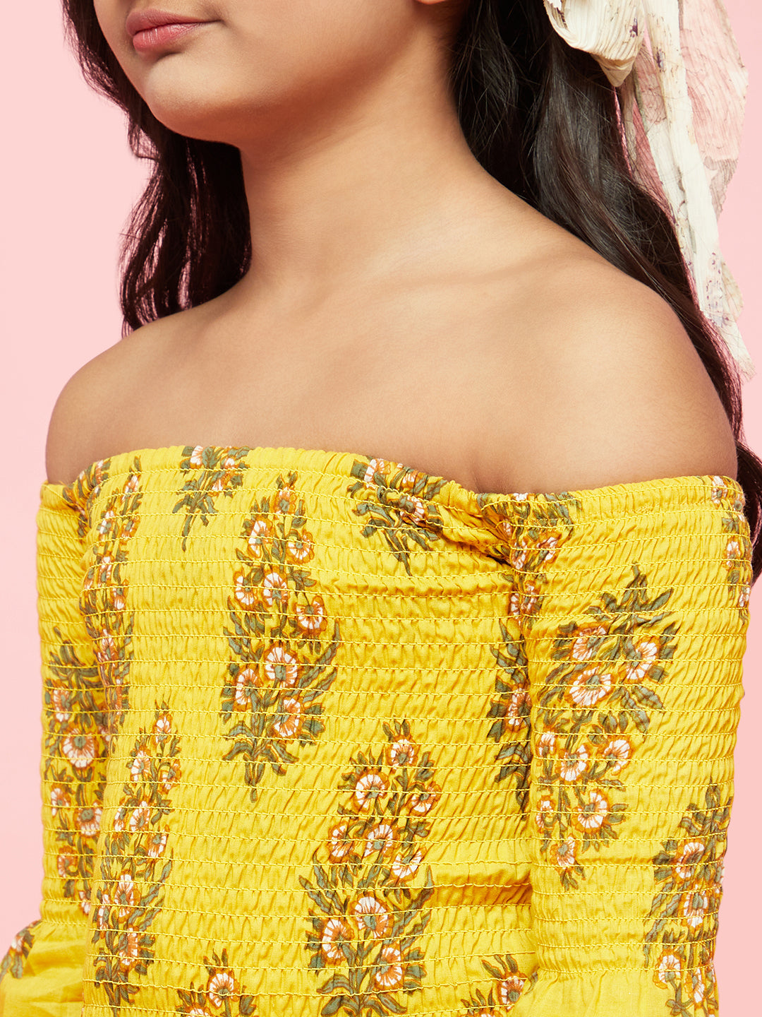 Yellow Floral Print Tiered Maxi Dress - Elganza