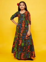 Multicolor Animal Print Tiered Maxi Dress - Elganza