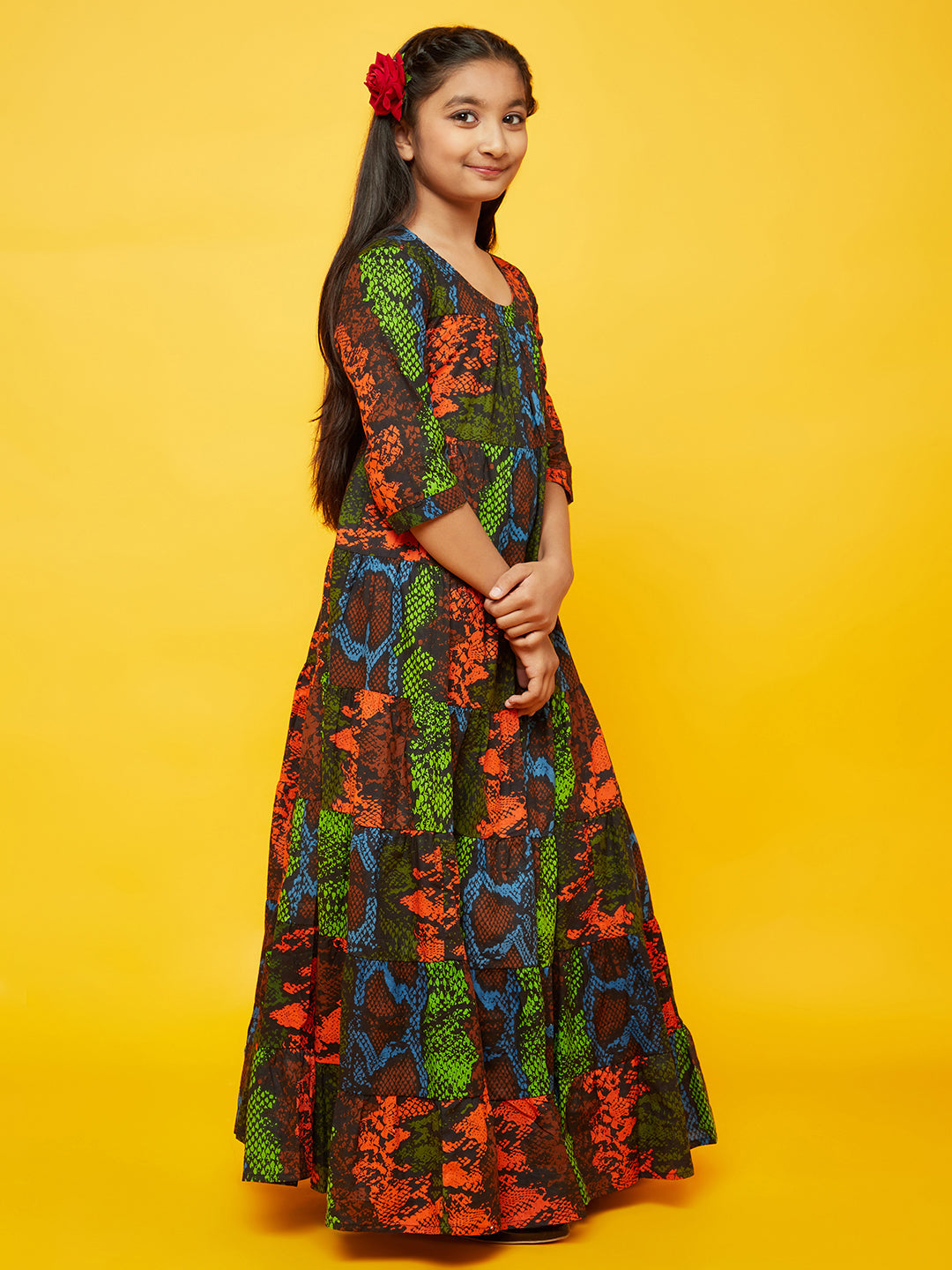 Multicolor Animal Print Tiered Maxi Dress - Elganza
