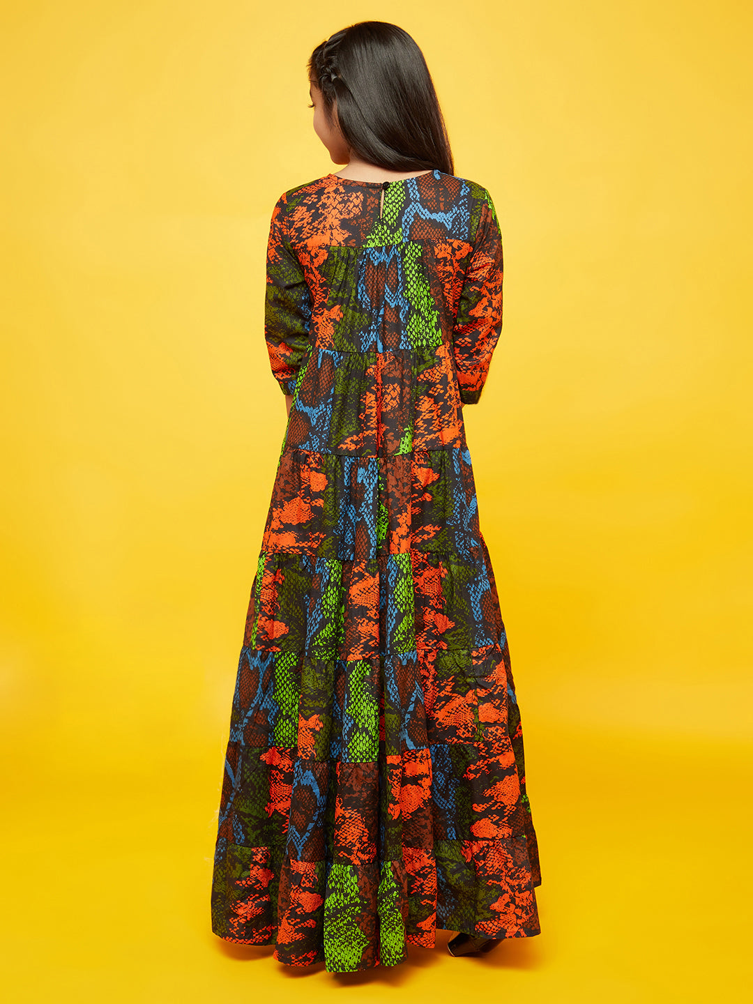 Multicolor Animal Print Tiered Maxi Dress - Elganza