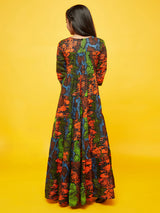 Multicolor Animal Print Tiered Maxi Dress - Elganza