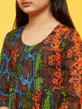 Multicolor Animal Print Tiered Maxi Dress - Elganza