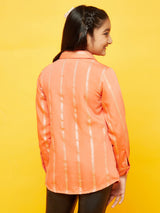 Peach Woven Design Shirt - Elganza