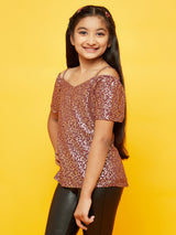 Burgundy Floral Print Off Shoulder Top - Elganza