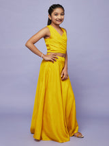 Yellow Checked Lehenga Choli With Dupatta - Elganza