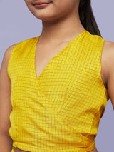 Yellow Checked Lehenga Choli With Dupatta - Elganza