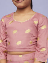 Mauve Gold Printed Lehenga Choli With Dupatta Set - Elganza