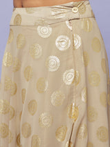Beige Foil Printed Lehenga Choli With Dupatta - Elganza
