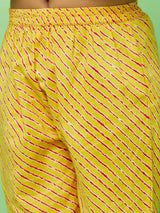 Yellow Bandhani Print Kurta With Sharara - Elganza