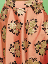 Rose Gold Flock Printed Lehenga Choli With Dupatta - Elganza