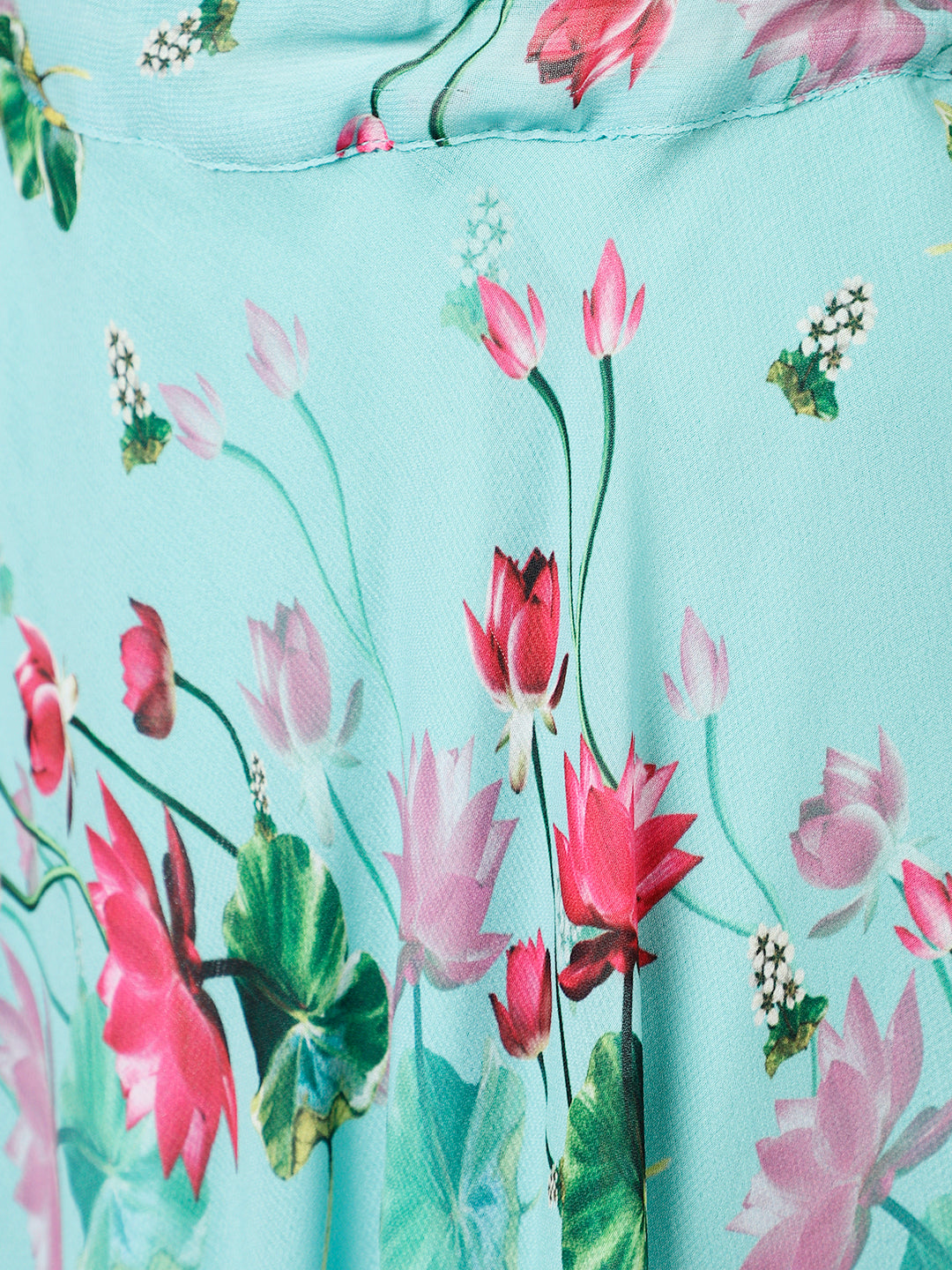 Blue Floral Print Lehenga Choli With Dupatta - Elganza