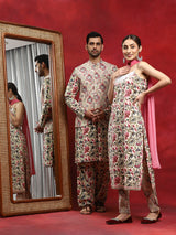 Cream Floral Print Coule Combo Set - Elganza