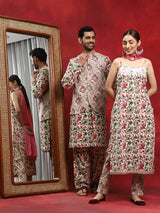 Cream Floral Print Coule Combo Set - Elganza