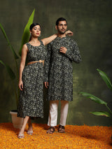 Green Floral Print Couple Combo Set - Elganza