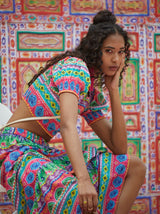 Multicolor Floral Print Crop Top - Elganza