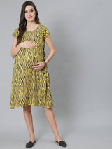 Yellow & Black Animal Print Dress - Elganza